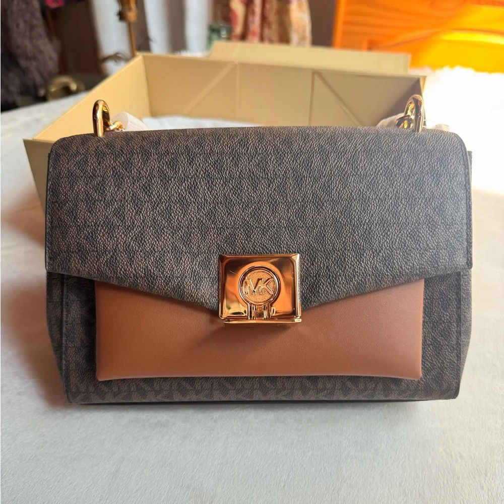 NWT Michael Kors Lita Medium Shoulder Bag – Brown